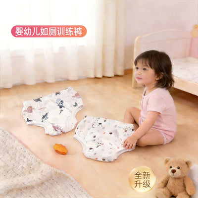 2-pack baby potty training pants, pure cotton waterproof breathable diaper pants, 6-layer gauze all-cotton children's underwear