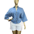 European and american style women's  autumn new collection: sweet and fresh turn-down collar batwing sleeve denim shirt top