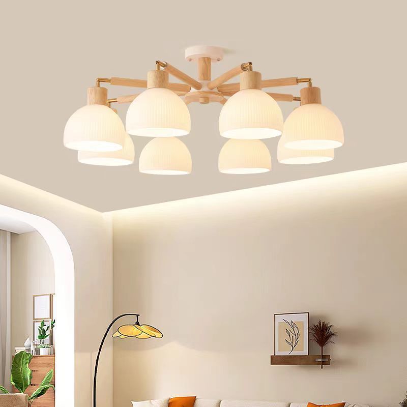 Living room lamp ceiling lamp luxury retro style new chinoiserie cream solid wood bedroom restaurant whole house lighting package combination