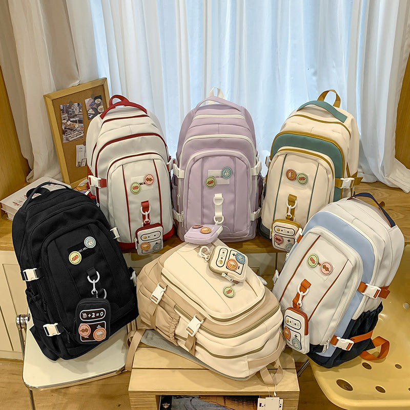 New Korean version ins large-capacity fashionable and versatile high-value schoolbag, junior high school and high school students travel backpack