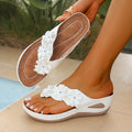 Export cross-border plus size wedge thick bottom sandals women's outer wear flip-flops flower casual beach roman flip-flops