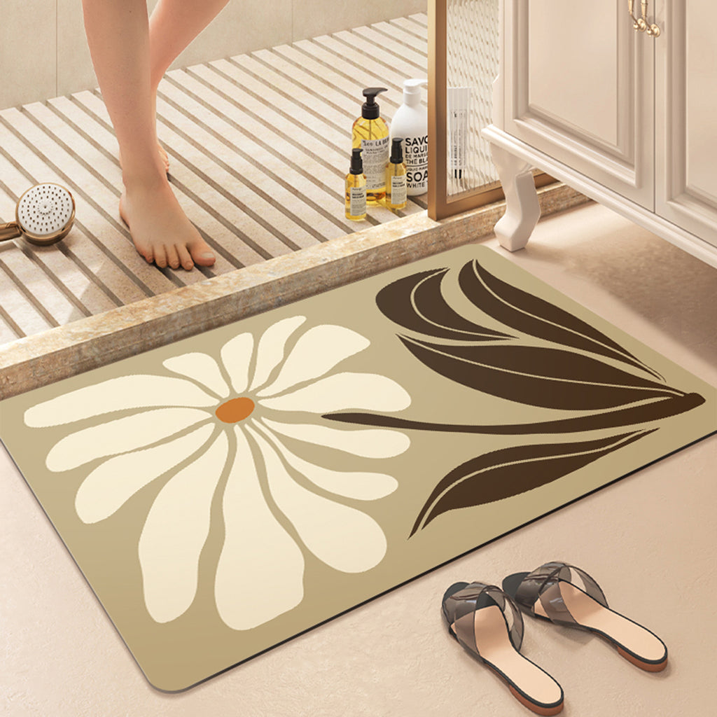 Small fresh daisy bathroom floor mat soft diatom mud non-slip absorbent cushion bathroom foot cushion toilet door
