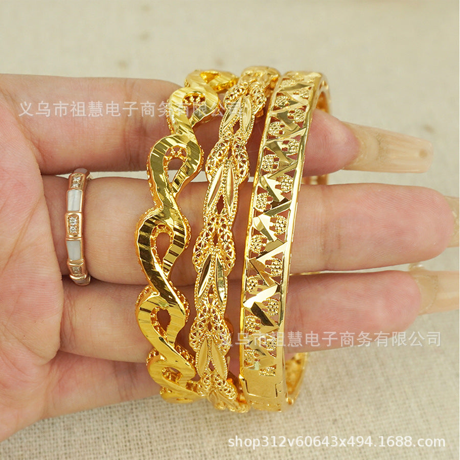 dubai women's gold-plated indian african copper bangle charming wedding ethiopian handmade luxury jewelry