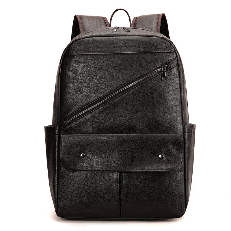 New Vintage PU Backpack Men's Multifunctional Business Travel Backpack Large Capacity Street Trend Student School Bag
