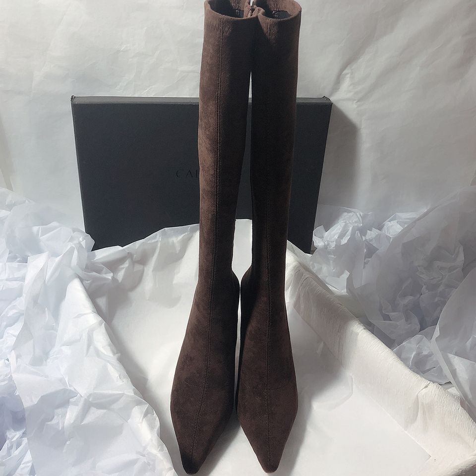 new arrivalk-stylecasual boots, non-knee elastic boots, frosted slim boots, side zipper, pointed toe high-heeled boots for women