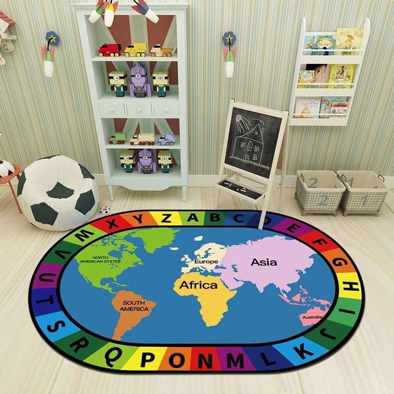 Baby crawling mat, cooling pad, classroom reading area, educational play mat, nursery kids alphabet crystal velvet rug