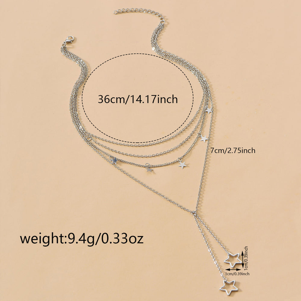 Long tassel hollow star pendant wholesale cross-border hundreds of layers of star necklace high-end fashion jewelry