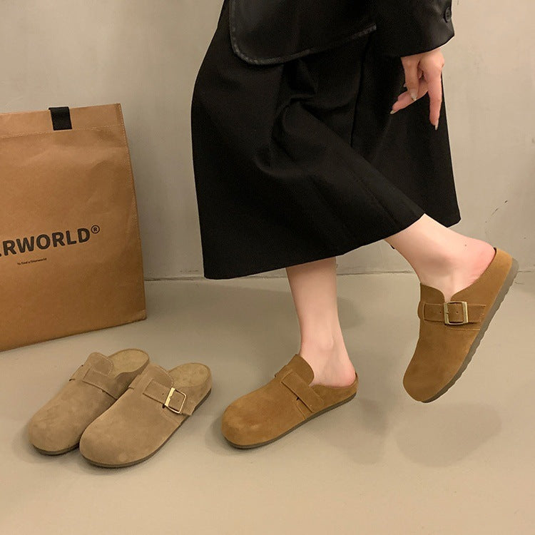 Soft bottom birkenstock shoes women's thick sole slippers outwear 2026 spring and summer new arrival one-leg birkenstock toe-cap half slippers sandals