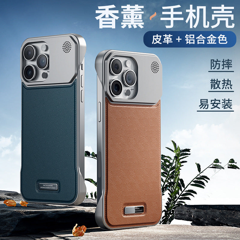 Iphone 16 leather magnetic aroma diffuser case, compatible with iphone 17 pro, iphone 15 charging, iphone 14 protective cover, iphone 17 air