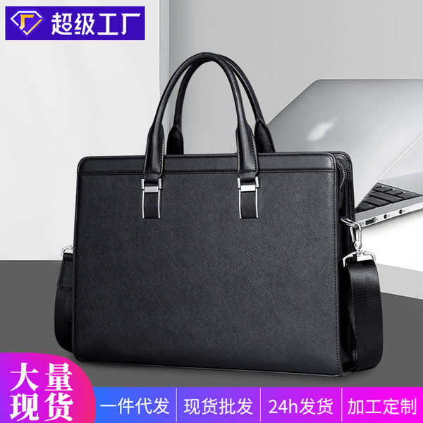 Shihua Aiden Men's Bag Leather Men's Handbag Cowhide Computer Bag 14 Inch Business Large Capacity Men's Briefcase