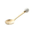 Simple macaron glazed ceramic handle fruit fork creative stainless steel fork spoon high-value home dessert spoon