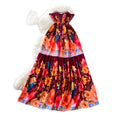 Vacation style halter large printingdress women's summer pure lust style high waistruffles cake skirt french long skirt