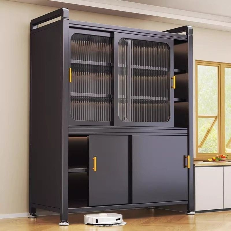 Kitchen storage rack multi-layer floor-standing storage sideboard sliding door dust-proof cabinet multi-functional storage cabinet bowl cabinet