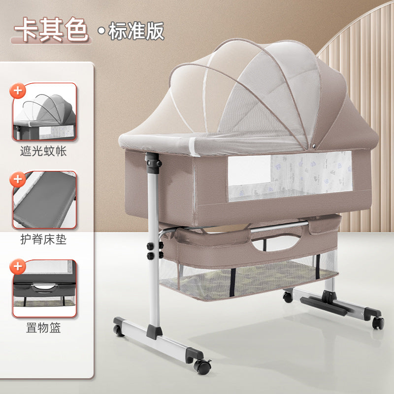 Baby crib newborn bed splicing large bed baby rocking bed bb children's bed cradle bed multifunctional movable foldable