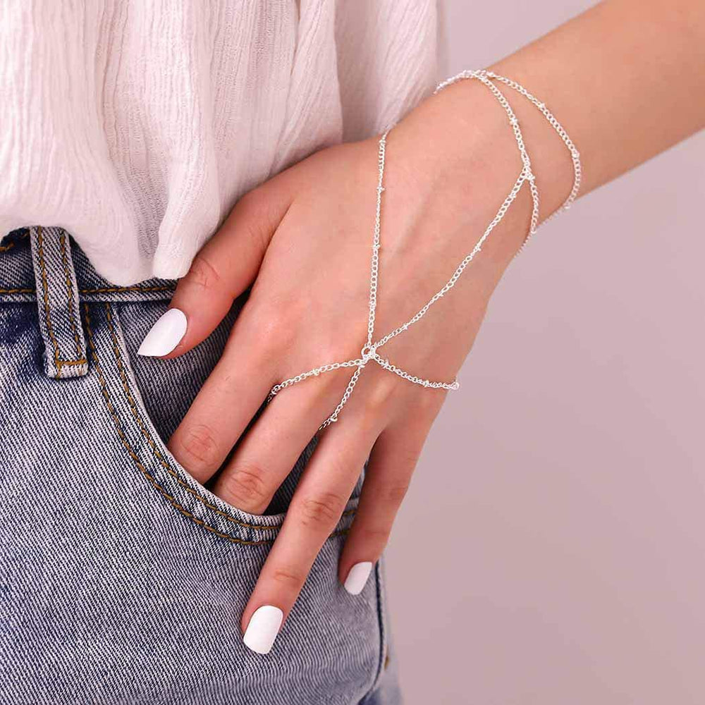 fashion ins style finger chain small disc ring chain stainless steel bracelet stylish trendy jewelry wholesale for women