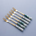 Nordic stainless steel fruit fork spoon ceramic storage jar set marble fruit fork household cutlery spoon dropshipping