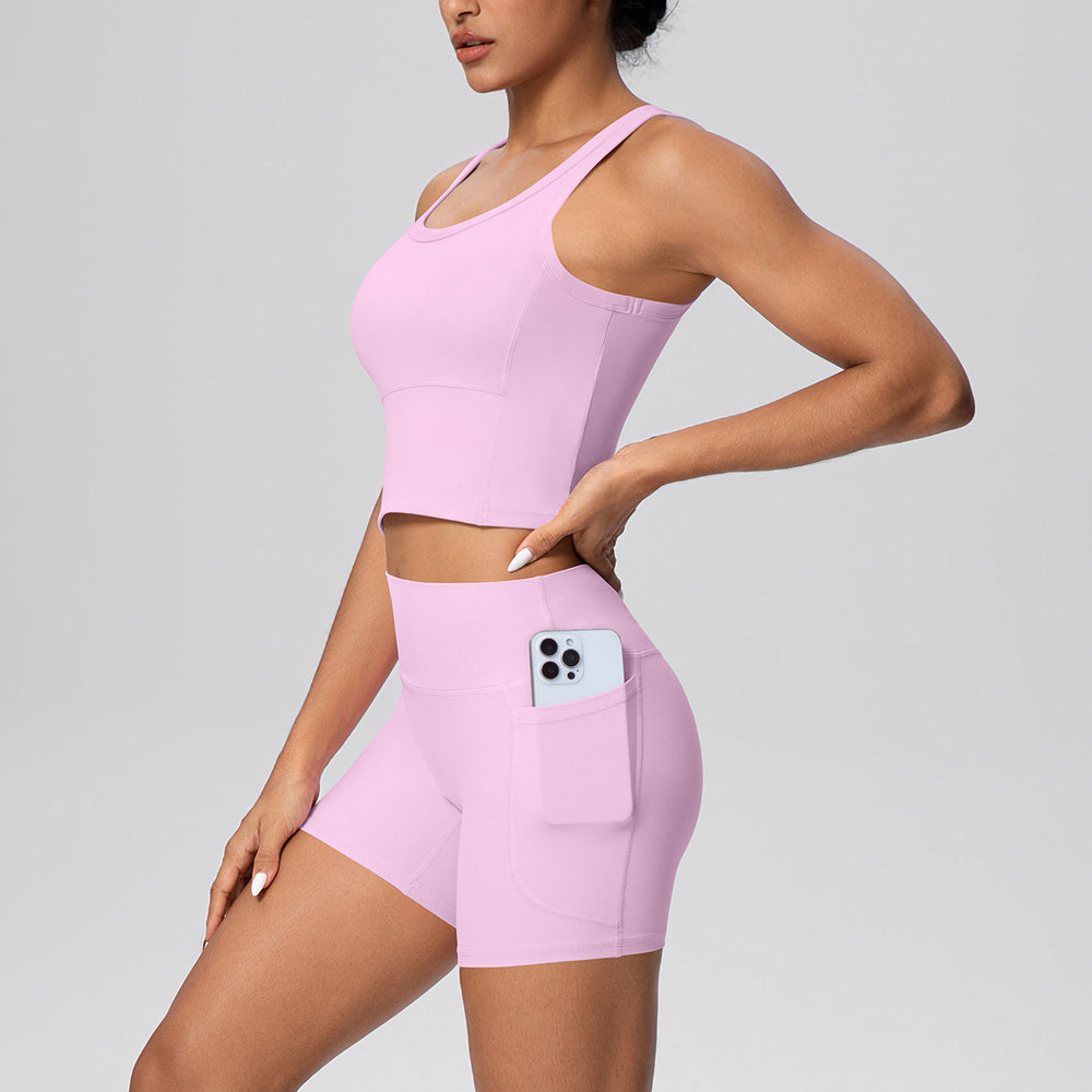 Cloud-feel quick-dry outdoor casual yoga set - high-waisted, butt-lifting, pocketed, sports bra and leggings two-piece running & fitness outfit