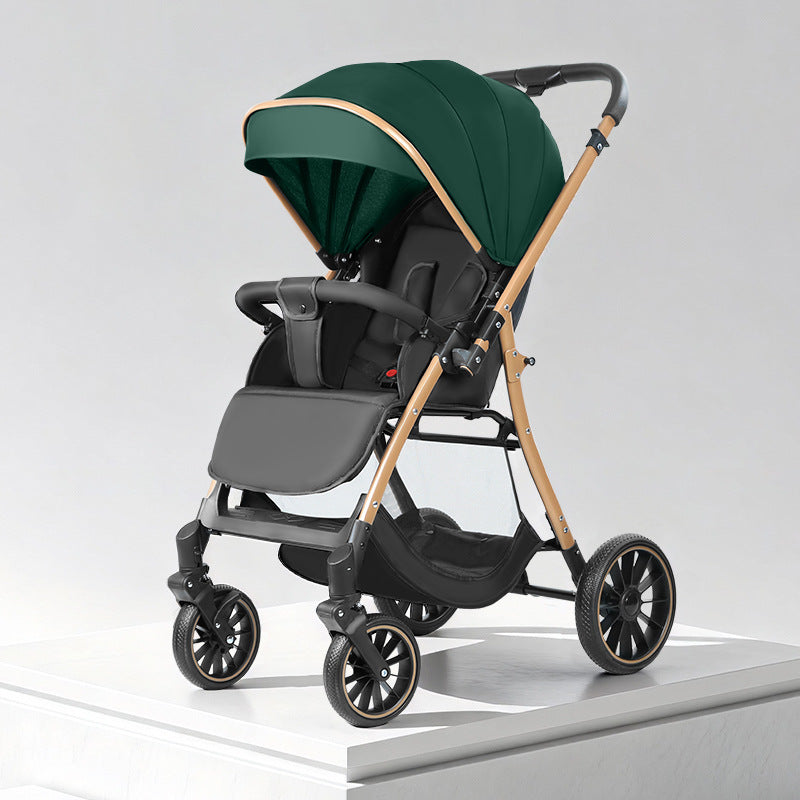High-view baby stroller, four-wheel universal, reclining seat, two-way push, shock-absorbing, portable, multifunctional