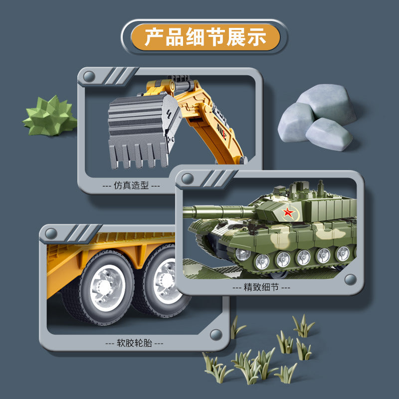 large flatbed transport truck semi-trailer trailer artificial inertia heavy flatbed truck kids engineering vehicle model