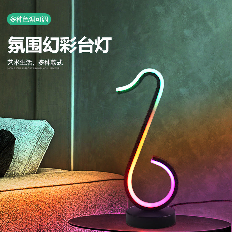 Art deco table lamp - modern minimalist ambient rgb light - bedroom bedside desk creative iridescent smart night light