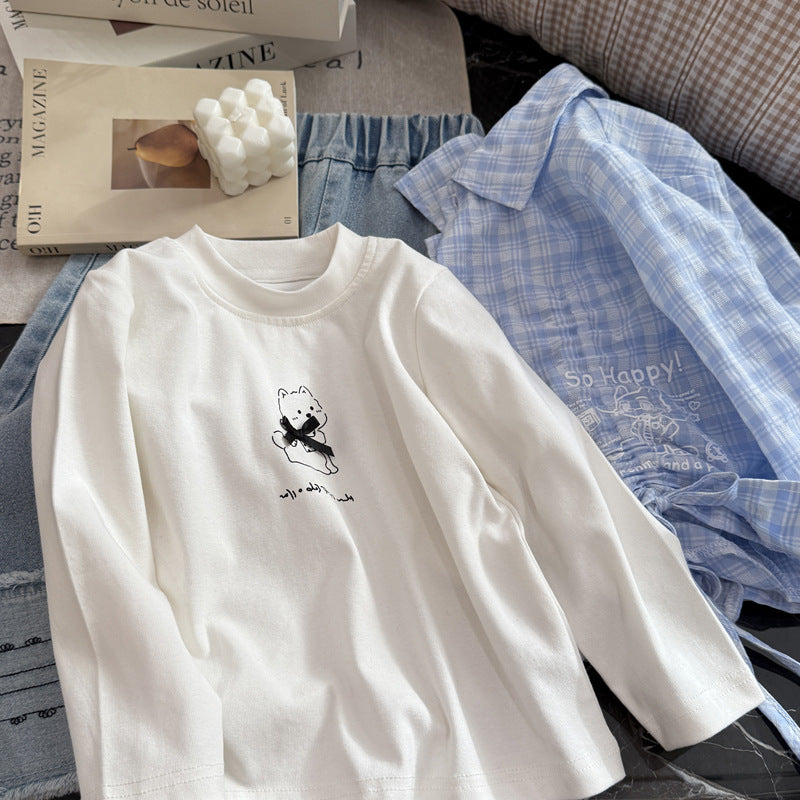 Spring new arrivalgirllong sleeves style bottomtopst-shirt baby girlfashioncasualkidssweatshirt children's clothing trendy