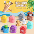 children's soft rubber animal matching number house mini pig duck frog finger puppet matching interactive toy