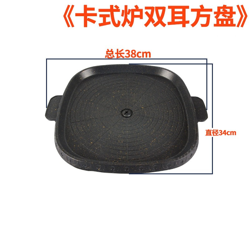 Outdoor thickened picnic charcoal barbecue frying pan barbecue plate iron plate neutral plate stripesfor home non-stick grill pan