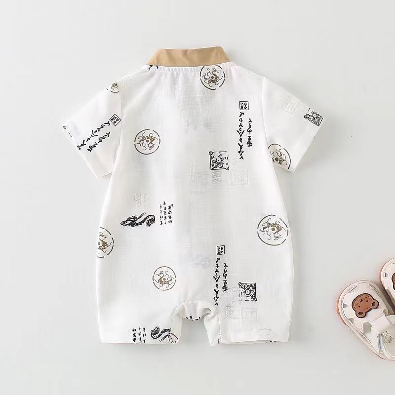 Baby summer onesie thin style baby chinese style ink painting bag butt clothes infant summer clothes han dynasty
