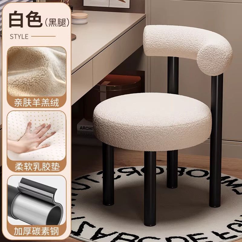 Italian normcore dining chair designer study stainless steel small fat chair fabric restaurant bar chair backrest classyaccessible luxury
