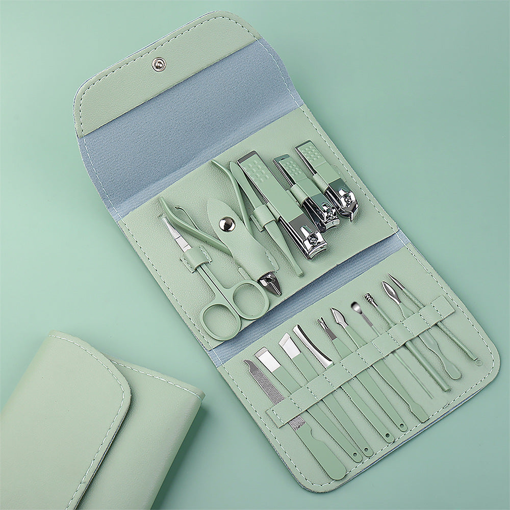 New green stainless steel nail clipper pedicure knife set manicure tool full set nail scissors set nail clippers wholesale