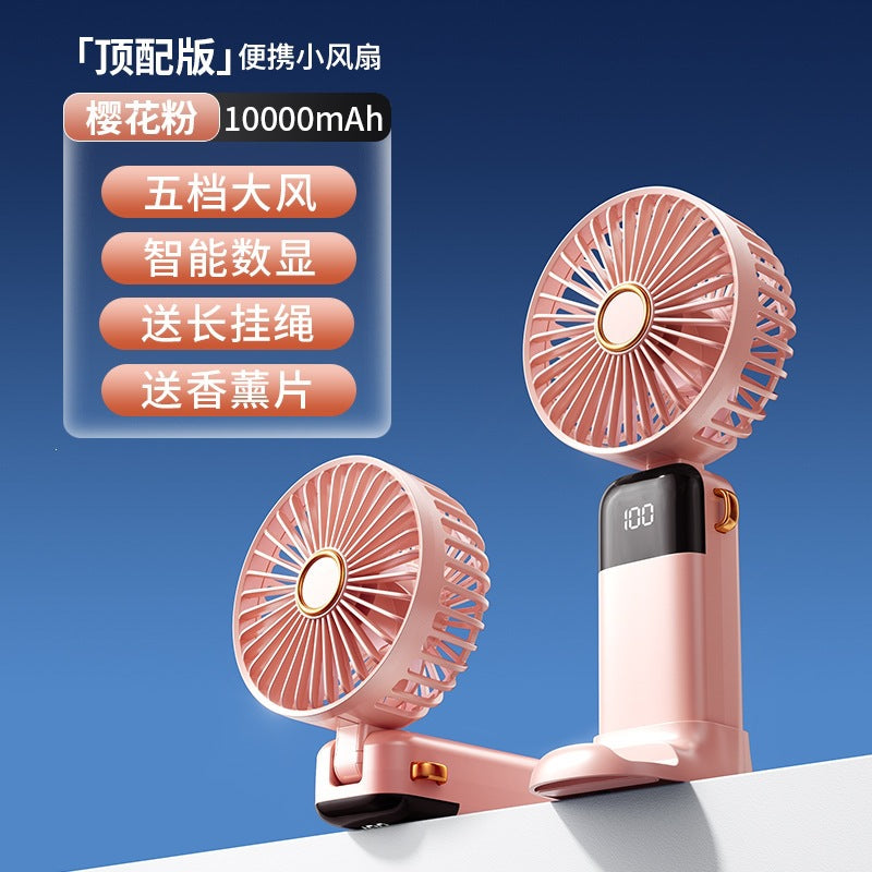 2026 new handheld neck fan with digital display, usb rechargeable, mini portable outdoor camping fan - powerful wind, low power consumption