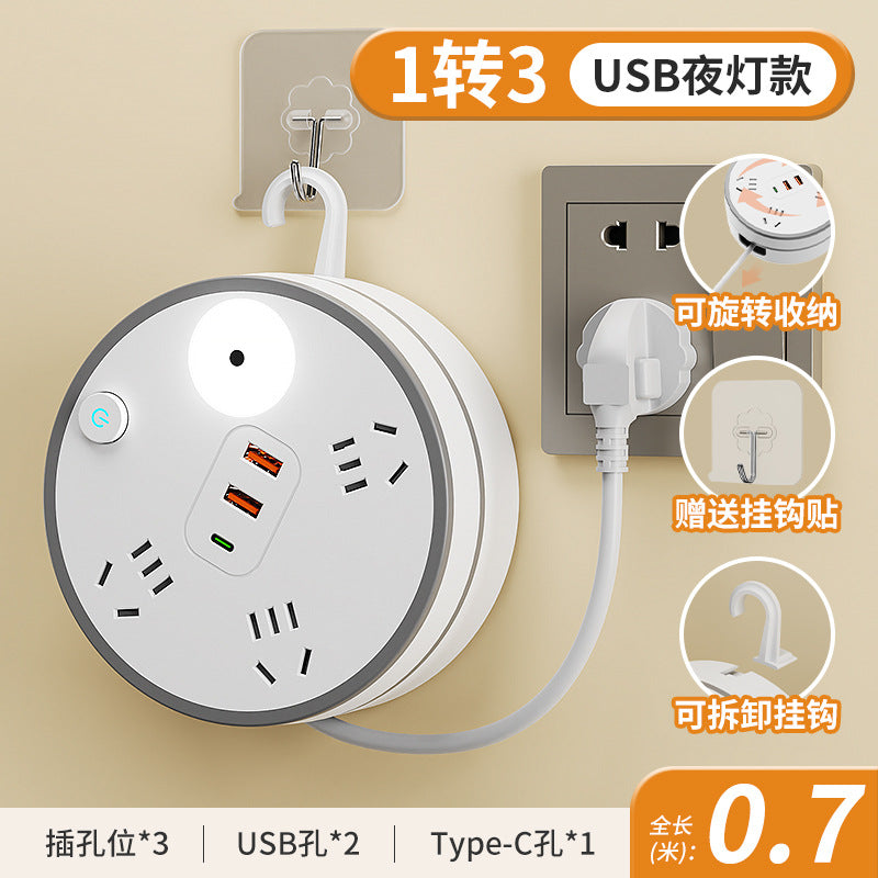 Multifunctional retractable cord plug multi-hole cord board plug strip storage socket for homeusb plug-in board usb wiring board