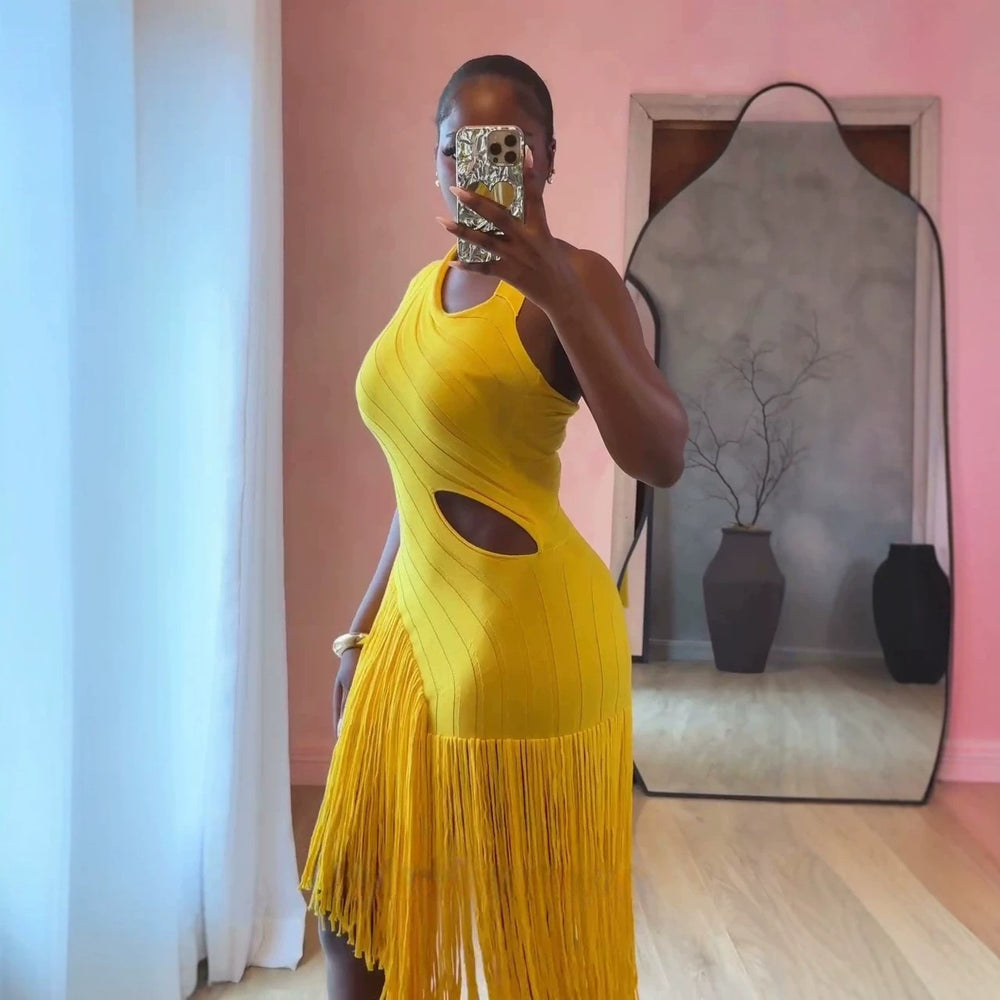 European and american cross-border women's fashion:  summer new arrival - chic asymmetrical slit dress with slanted neck and waist-cinching design