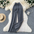 Soft and waxy knitting pants 2025fall and winter lazy style casual elastic waist elastic high waistslimming lookmopstraight-legpants