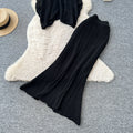 French chic cutout knit two-piece set - women's summer slim fit, slimming, minimalist, elegant, and professional attire