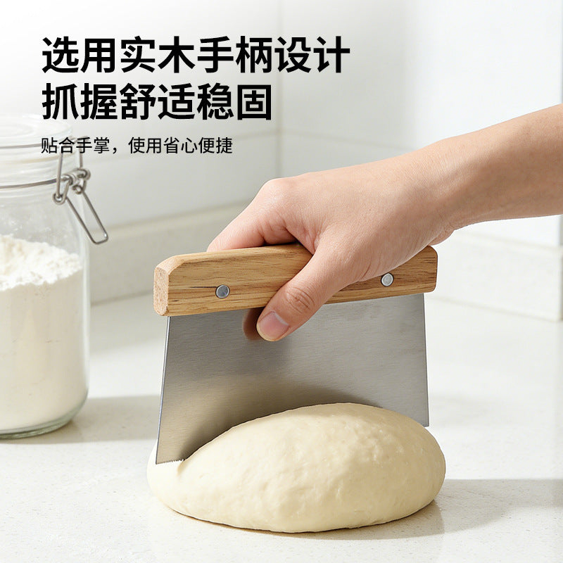 430 stainless steel beech wood handle cream scraper dough cutting knife pancake baking tool pancake knife