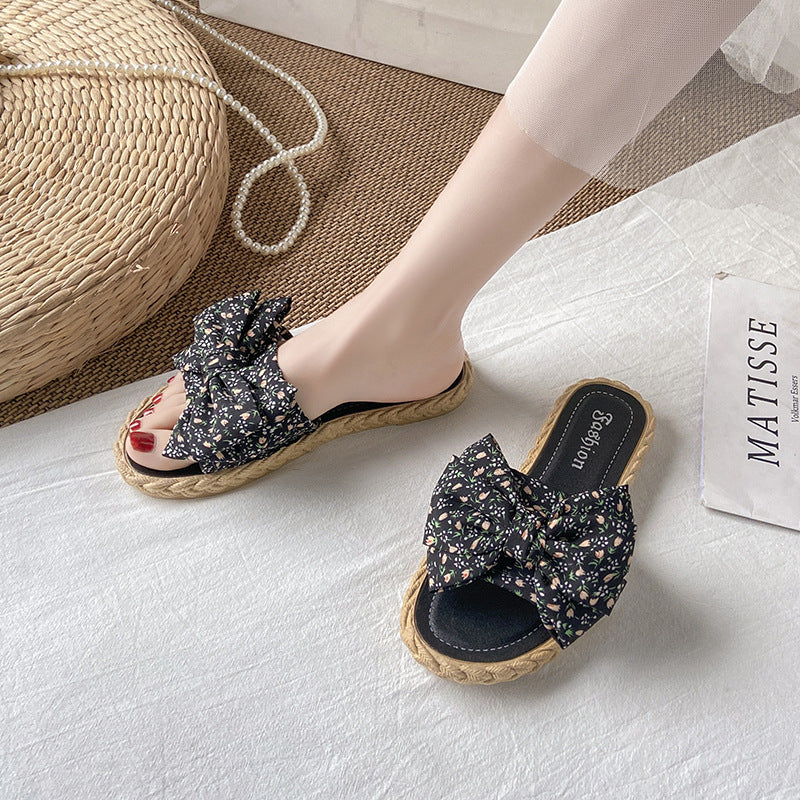 2024 new bowknot slippers - stylish women's summer beach sandals, flat flip-flops