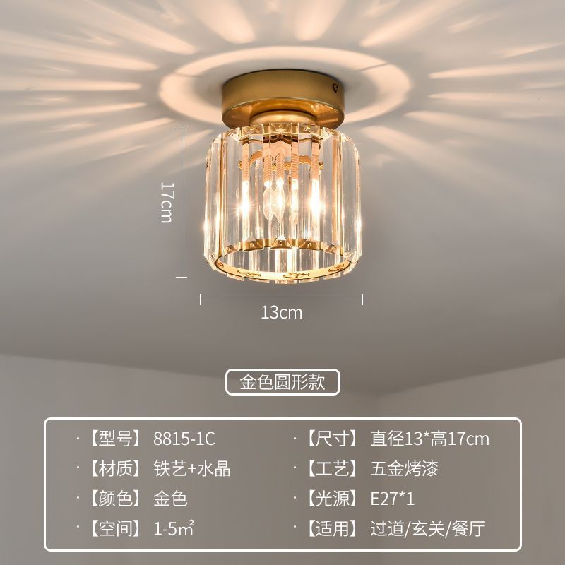 Modern minimalist bedroom bedside pendant light, simple bar counter entryway lighting, single-head suspension crystal chandelier