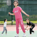 Girls' summer new arrival: kids' round neck short sleeve  versatile fashion girl's tracksuit set - summer outfit
