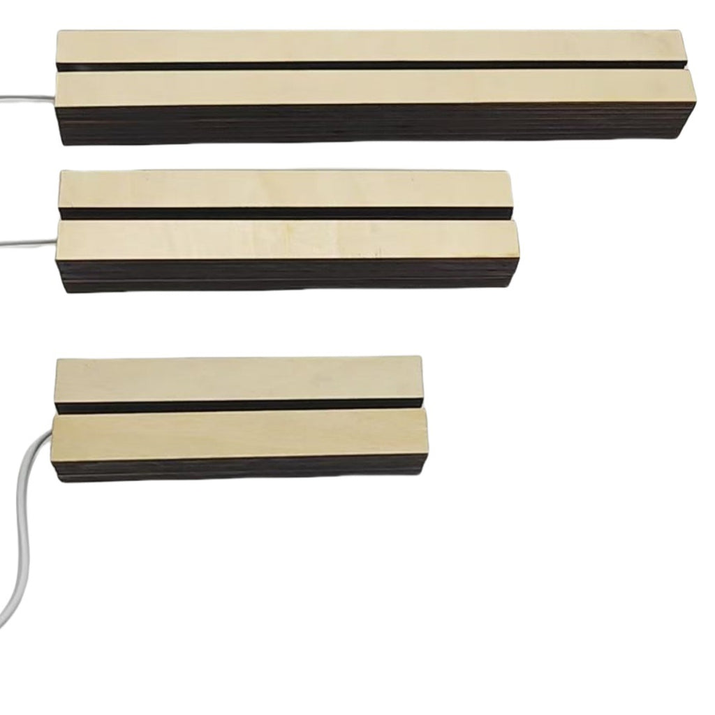 Wholesale long round wooden base night light USB handmade DIY water ripple splicing wood luminous base