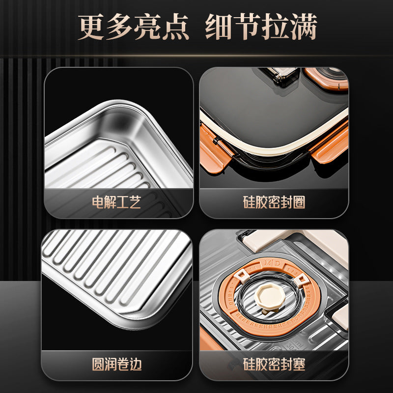 304 stainless steel crisper sealed leak-proof high temperature lunch box large capacity food grade refrigerator storage box wholesale