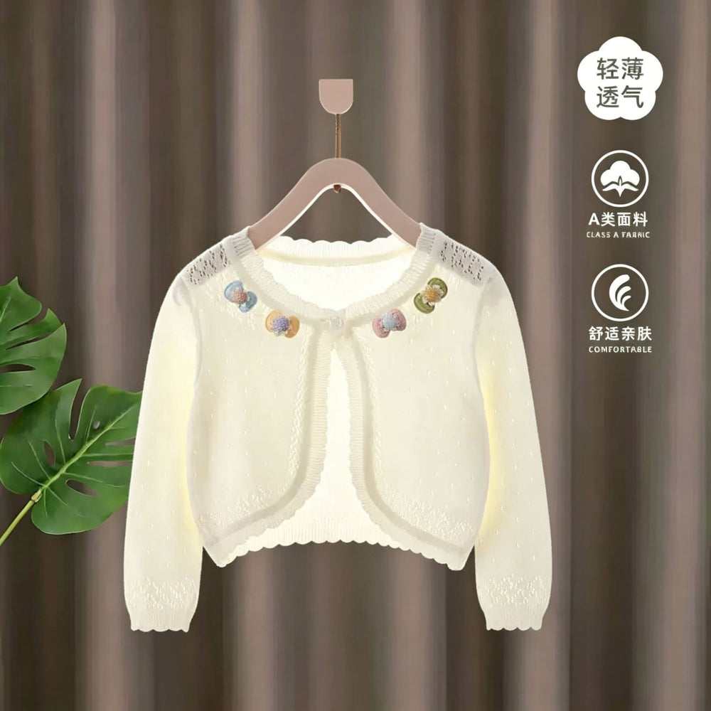 Baby summer lightweight cardigan knit cotton outerwear shawl sun protection skin care infant girl air conditioning shirt