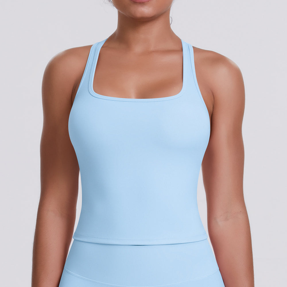 Cloud-feel brushed racerback tank top for women, quick-drying, outdoor casual running fitness top, yoga wear