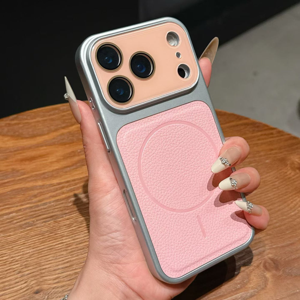 Dopamine lychee texture glass lens protector - instantly transform your phone into an apple 17 pro max magnetic case - compatible with iphone 16