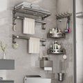 Space aluminum gun gray bath towel rack bathroom storage rack bathroom wall hanging bathroom towel rack suit no punching