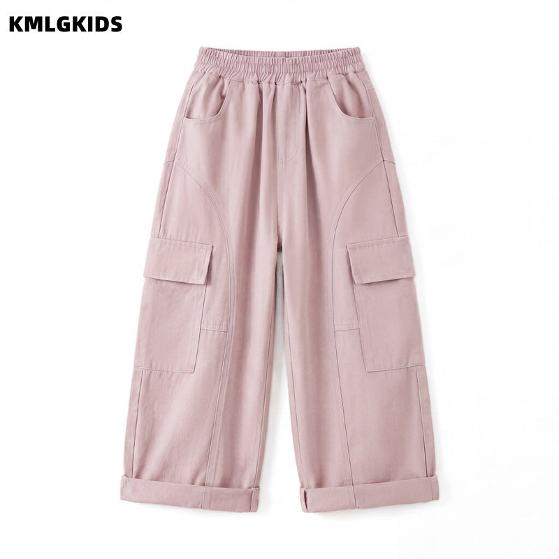 autumn new arrival: stylish wide-leg cargo pants for girls - trendy, cool, and casual