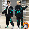 Fall and winternew arrivalkidsoutwearfleece-linedheattech hooded sweatshirt sweatpants suit small and medium-sized boys casual sports suit