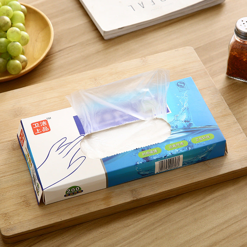 Kitchen Disposable PE Plastic Gloves Film Food Grade 100 Thickened Edible Commercial Boxed Extraction Gloves