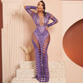 hot-selling european and american women's clothing sexy ripped tight-fitting hip-hugging dress hot diamond printing long skirt