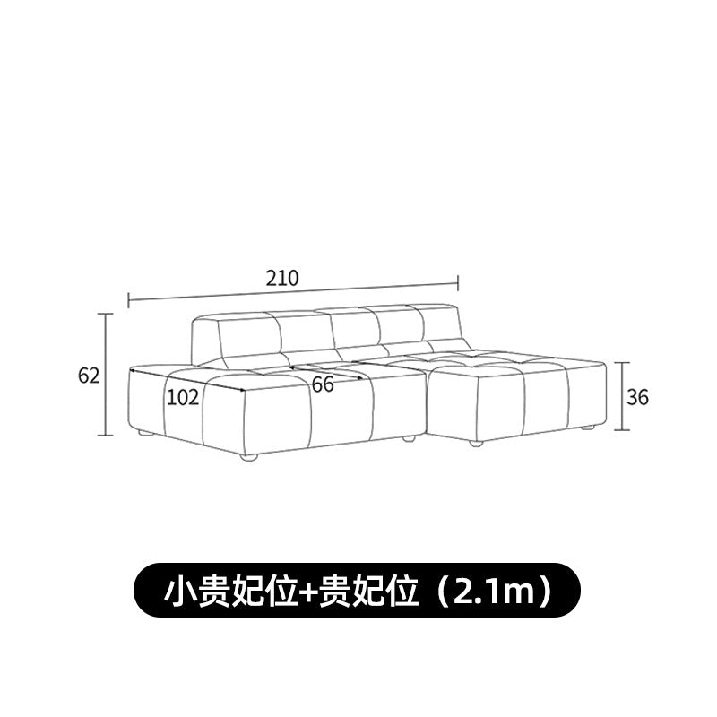 Custom module genuine leather sofa living room combination furniture, "tofu block" style italian & japanese cream-colored fabric sofa